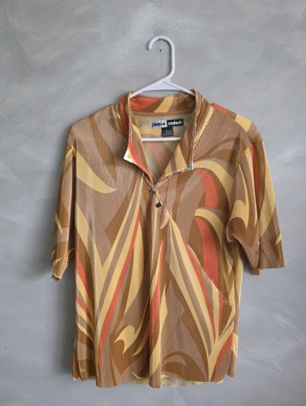 Mod Revival Jamie Sadock Crinkle Ribbed Golf Top Sz L 70s Vintage Groovecore